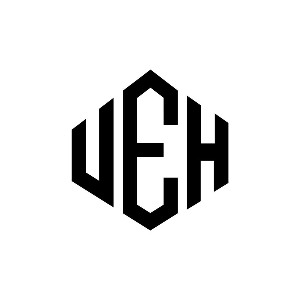 design de logotipo de letra ueh com forma de polígono. ueh polígono e design de logotipo em forma de cubo. ueh hexágono modelo de logotipo de vetor cores brancas e pretas. ueh monograma, logotipo de negócios e imóveis.