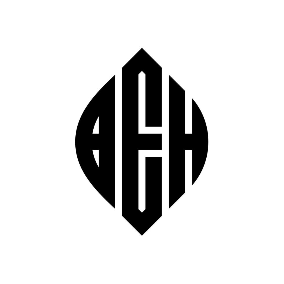 beh design de logotipo de carta de círculo com forma de círculo e elipse. beh letras de elipse com estilo tipográfico. as três iniciais formam um logotipo circular. beh círculo emblema abstrato monograma carta marca vetor. vetor