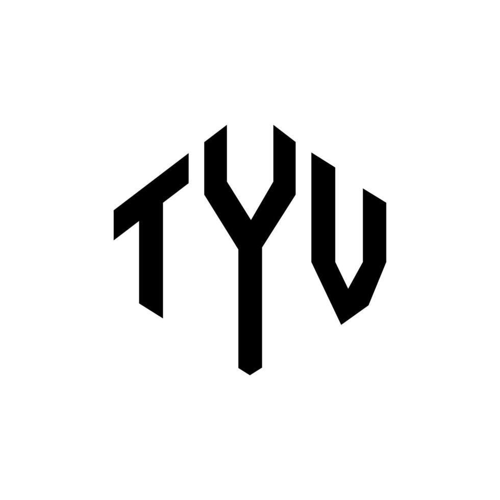 design de logotipo de carta tyv com forma de polígono. tyv polígono e design de logotipo em forma de cubo. tyv modelo de logotipo de vetor hexágono cores brancas e pretas. tyv monograma, logotipo de negócios e imóveis.