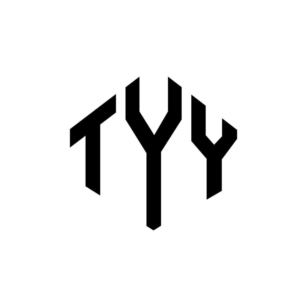 design de logotipo de carta tyy com forma de polígono. tyy polígono e design de logotipo em forma de cubo. modelo de logotipo de vetor hexágono tyy cores brancas e pretas. tyy monograma, logotipo de negócios e imóveis.