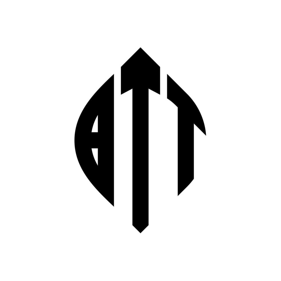 design de logotipo de letra de círculo btt com forma de círculo e elipse. letras de elipse btt com estilo tipográfico. as três iniciais formam um logotipo circular. btt círculo emblema abstrato monograma carta marca vetor. vetor