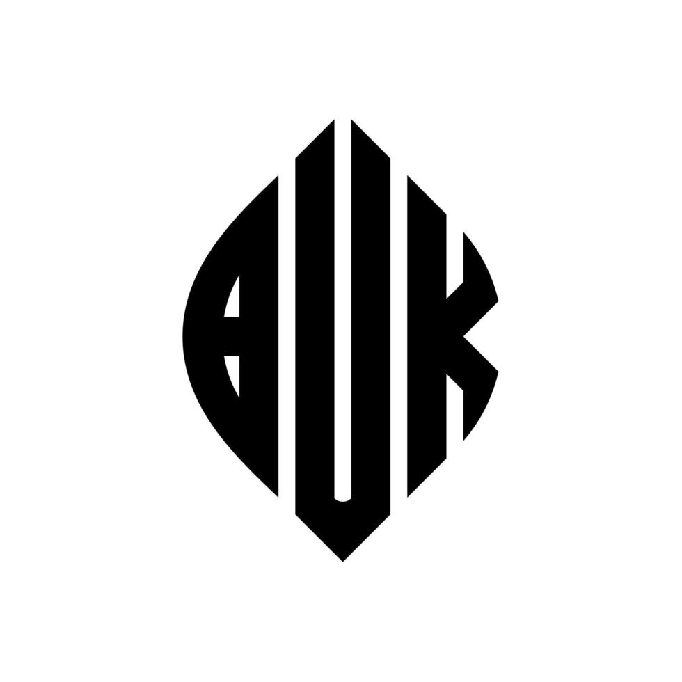 buk design de logotipo de letra de círculo com forma de círculo e elipse. buk letras de elipse com estilo tipográfico. as três iniciais formam um logotipo circular. buk círculo emblema abstrato monograma carta marca vetor. vetor