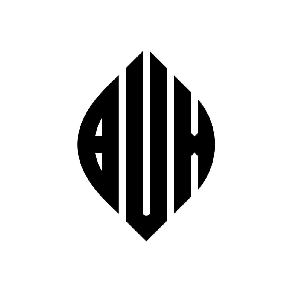 design de logotipo de letra de círculo bux com forma de círculo e elipse. letras de elipse bux com estilo tipográfico. as três iniciais formam um logotipo circular. bux círculo emblema abstrato monograma carta marca vetor. vetor