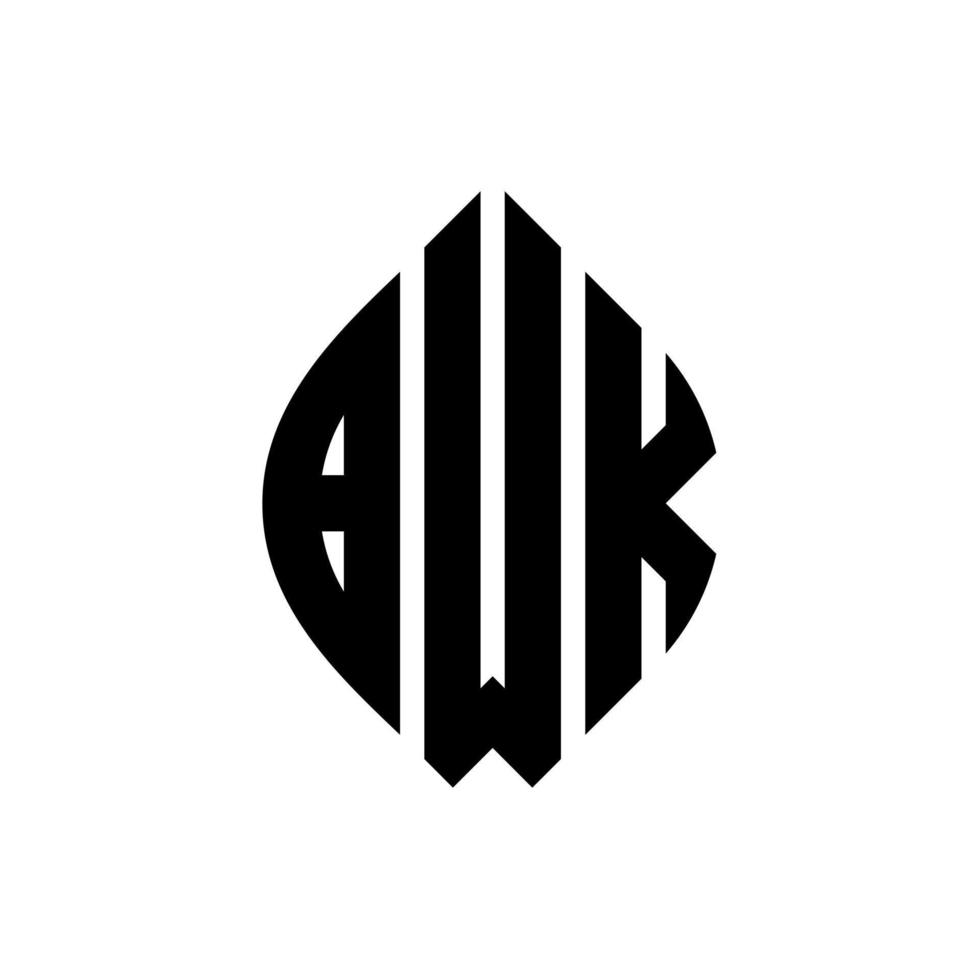 design de logotipo de letra de círculo bwk com forma de círculo e elipse. letras de elipse bwk com estilo tipográfico. as três iniciais formam um logotipo circular. bwk círculo emblema abstrato monograma carta marca vetor. vetor