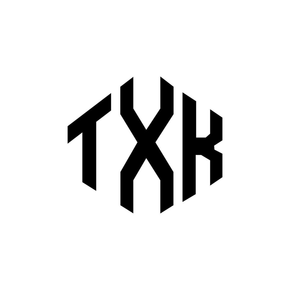 design de logotipo de letra txk com forma de polígono. txk polígono e design de logotipo em forma de cubo. txk modelo de logotipo de vetor hexágono cores brancas e pretas. txk monograma, logotipo de negócios e imóveis.