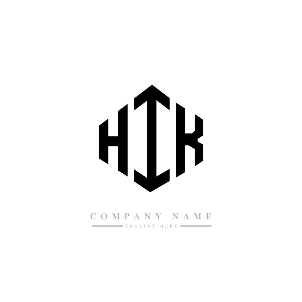 design de logotipo de carta hik com forma de polígono. hik polígono e design de logotipo em forma de cubo. hik hexágono modelo de logotipo de vetor cores brancas e pretas. hik monograma, logotipo de negócios e imóveis.