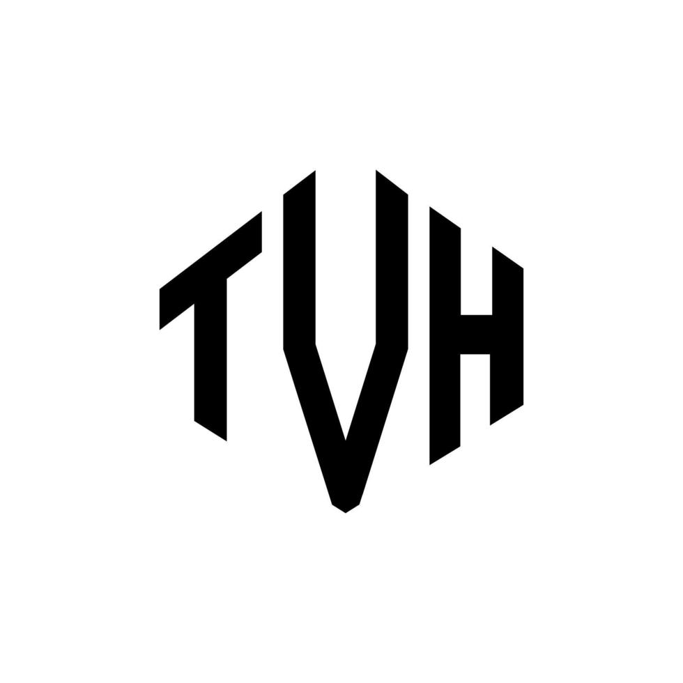 design de logotipo de carta tvh com forma de polígono. design de logotipo de forma de polígono e cubo tvh. modelo de logotipo de vetor hexágono tvh cores brancas e pretas. monograma tvh, logotipo de negócios e imóveis.