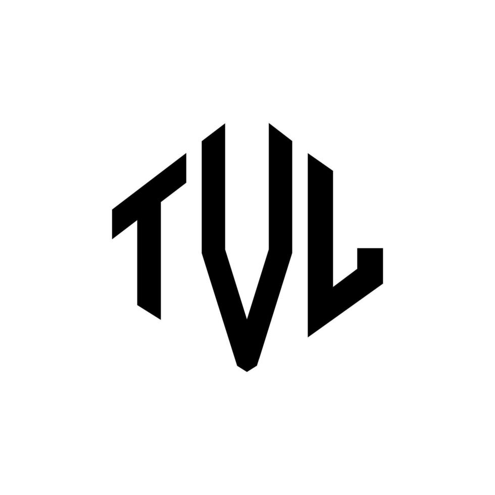 design de logotipo de carta tvl com forma de polígono. tvl polígono e design de logotipo em forma de cubo. modelo de logotipo de vetor hexágono tvl cores brancas e pretas. tvl monograma, logotipo de negócios e imóveis.