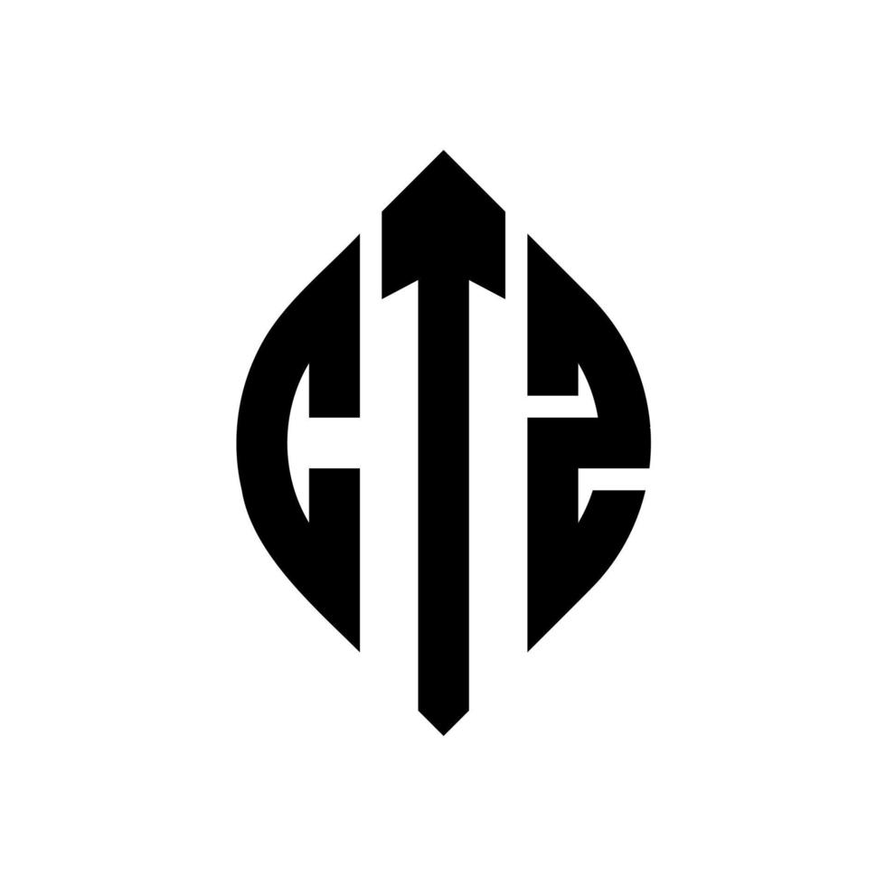 design de logotipo de letra de círculo ctz com forma de círculo e elipse. letras de elipse ctz com estilo tipográfico. as três iniciais formam um logotipo circular. ctz círculo emblema abstrato monograma carta marca vetor. vetor