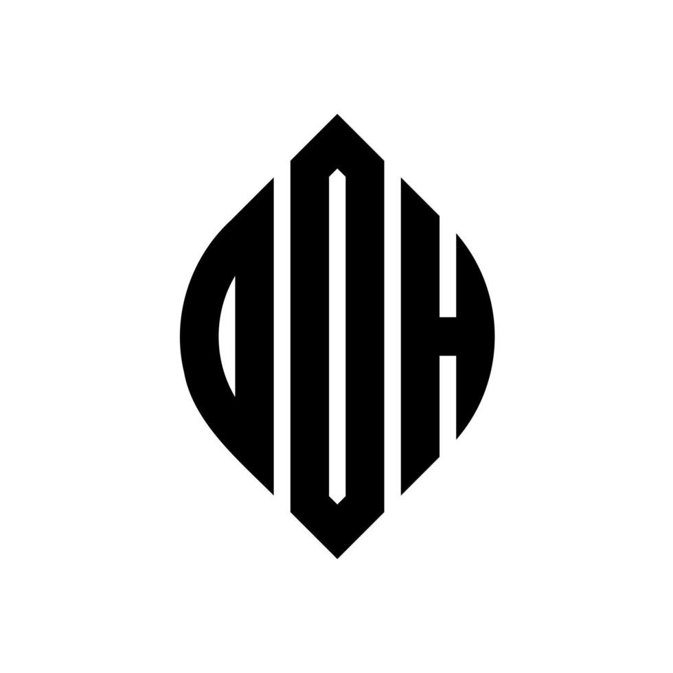 design de logotipo de carta de círculo doh com forma de círculo e elipse. letras de elipse doh com estilo tipográfico. as três iniciais formam um logotipo circular. doh círculo emblema abstrato monograma carta marca vetor. vetor
