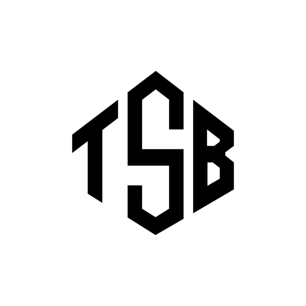 design de logotipo de carta tsb com forma de polígono. tsb polígono e design de logotipo em forma de cubo. modelo de logotipo de vetor hexágono tsb cores brancas e pretas. tsb monograma, logotipo de negócios e imóveis.