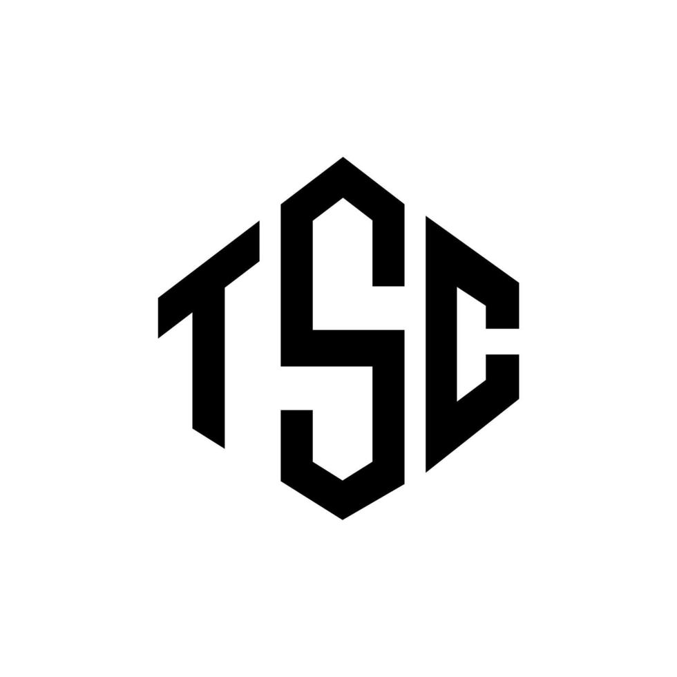 design de logotipo de carta tsc com forma de polígono. tsc polígono e design de logotipo em forma de cubo. modelo de logotipo de vetor hexágono tsc cores brancas e pretas. tsc monograma, logotipo de negócios e imóveis.