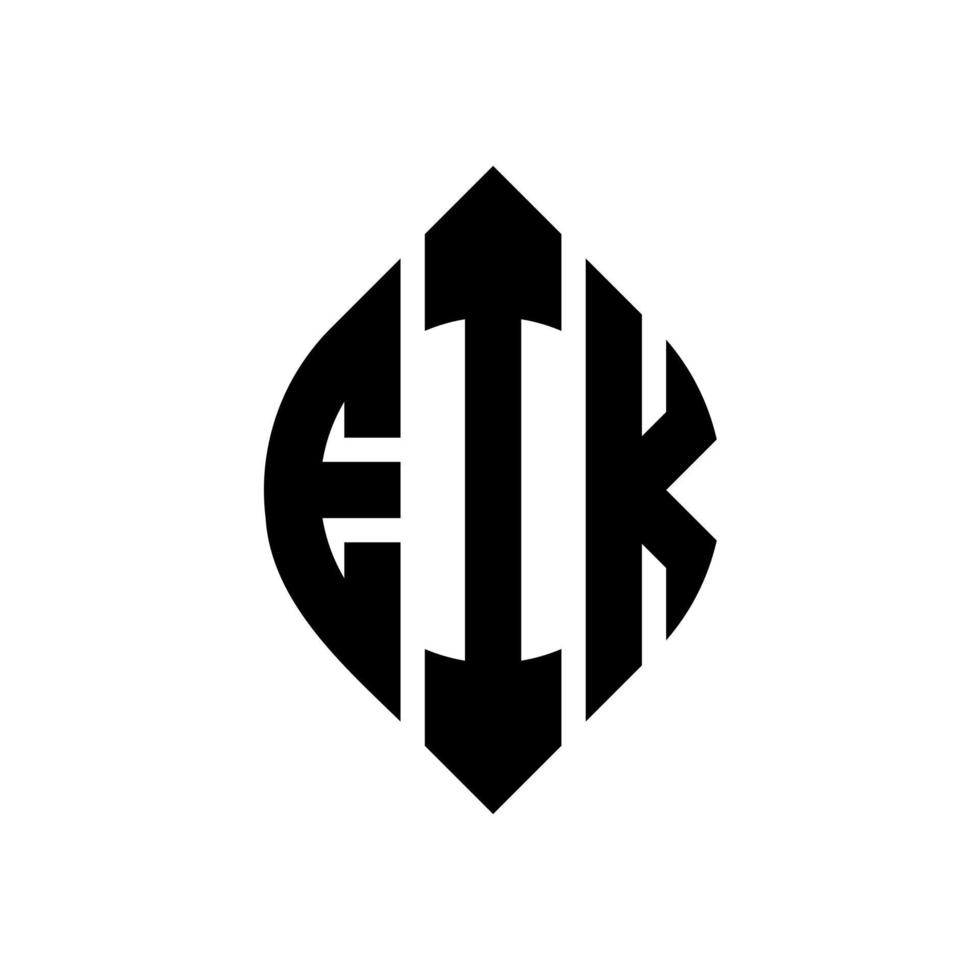 design de logotipo de carta de círculo eik com forma de círculo e elipse. letras de elipse eik com estilo tipográfico. as três iniciais formam um logotipo circular. eik círculo emblema abstrato monograma carta marca vetor. vetor
