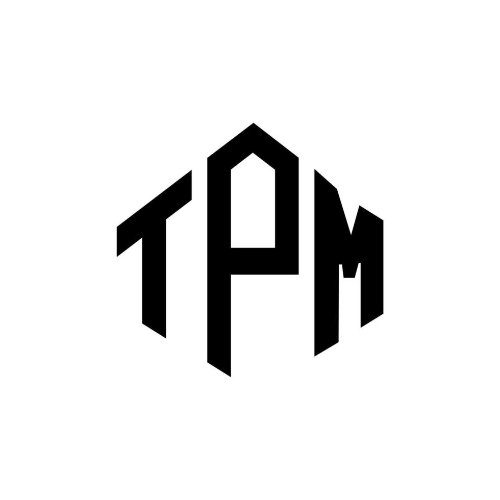 design de logotipo de carta tpm com forma de polígono. tpm polígono e design de logotipo em forma de cubo. modelo de logotipo de vetor hexágono tpm cores brancas e pretas. tpm monograma, logotipo de negócios e imóveis.