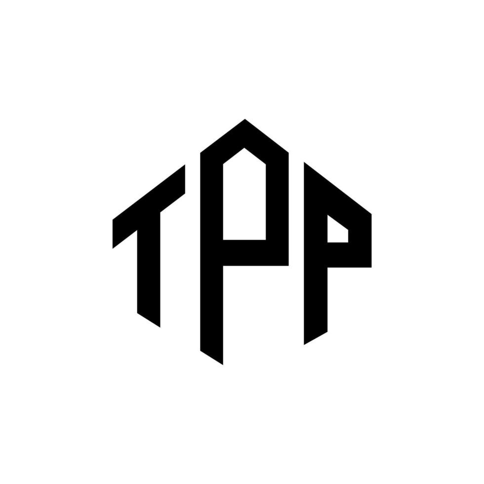 design de logotipo de carta tpp com forma de polígono. design de logotipo de forma de cubo e polígono tpp. modelo de logotipo de vetor hexágono tpp cores brancas e pretas. monograma tpp, logotipo comercial e imobiliário.