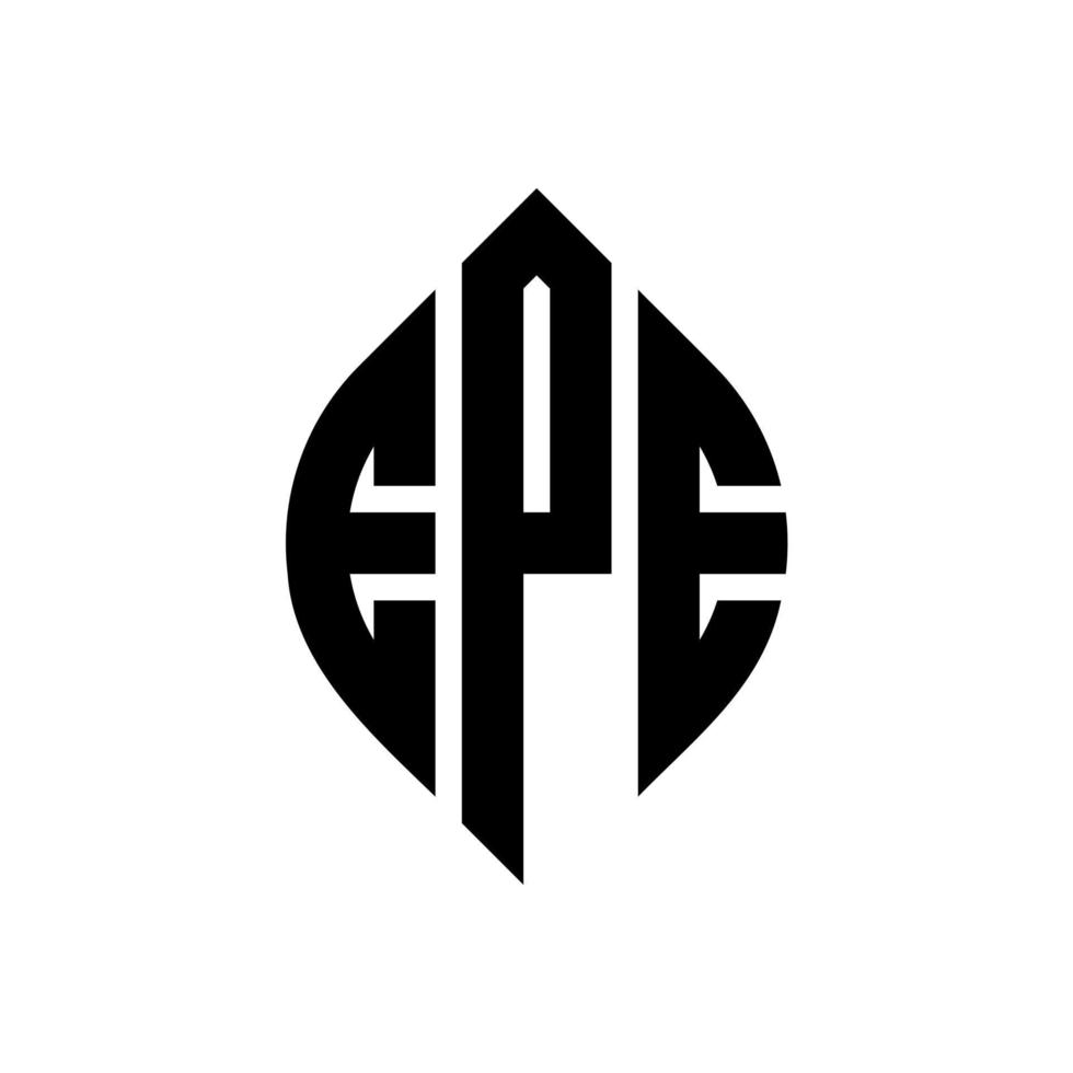 design de logotipo de carta de círculo epe com forma de círculo e elipse. letras de elipse epe com estilo tipográfico. as três iniciais formam um logotipo circular. epe círculo emblema abstrato monograma carta marca vetor. vetor