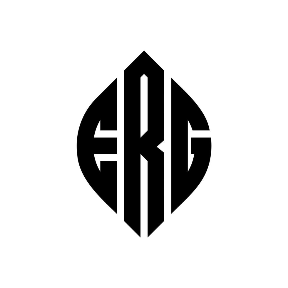 design de logotipo de carta de círculo erg com forma de círculo e elipse. letras de elipse erg com estilo tipográfico. as três iniciais formam um logotipo circular. erg círculo emblema abstrato monograma carta marca vetor. vetor