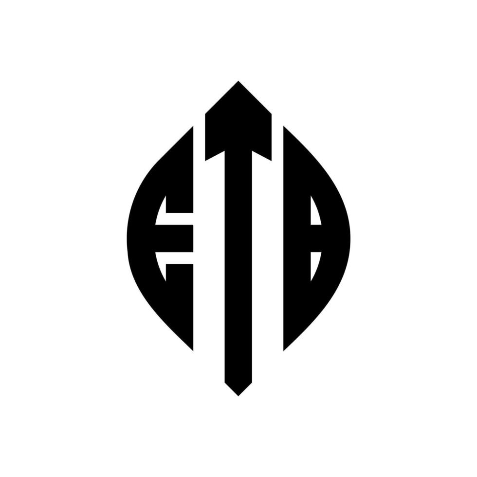 design de logotipo de carta de círculo etb com forma de círculo e elipse. letras de elipse etb com estilo tipográfico. as três iniciais formam um logotipo circular. etb círculo emblema abstrato monograma carta marca vetor. vetor