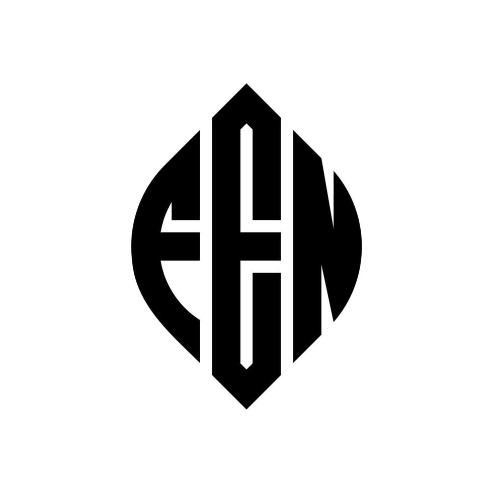 design de logotipo de carta de círculo fen com forma de círculo e elipse. letras de elipse fen com estilo tipográfico. as três iniciais formam um logotipo circular. fen círculo emblema abstrato monograma carta marca vetor. vetor