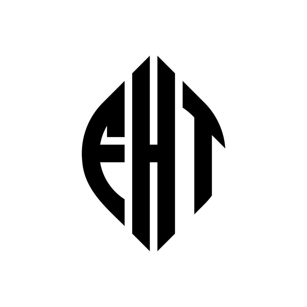 design de logotipo de letra de círculo fht com forma de círculo e elipse. letras de elipse fht com estilo tipográfico. as três iniciais formam um logotipo circular. fht círculo emblema abstrato monograma carta marca vetor. vetor