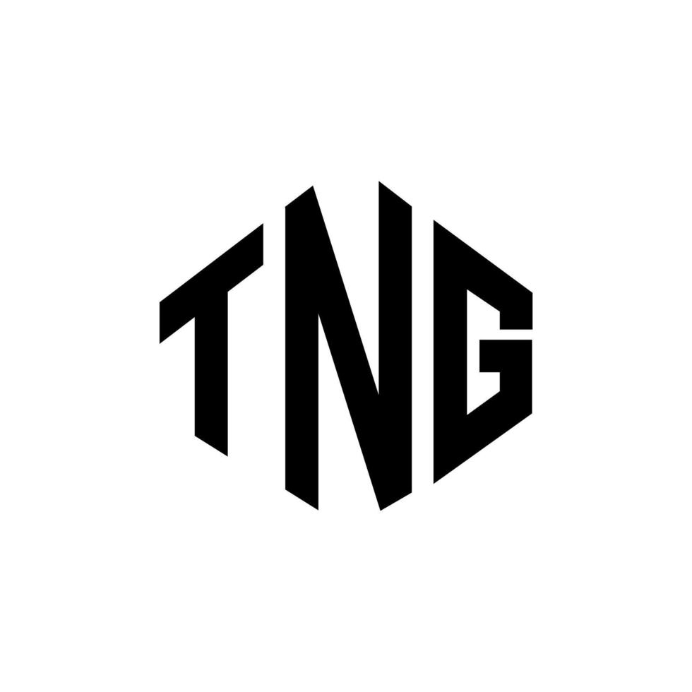 design de logotipo de letra tng com forma de polígono. tng polígono e design de logotipo em forma de cubo. modelo de logotipo de vetor hexágono tng cores brancas e pretas. tng monograma, logotipo de negócios e imóveis.