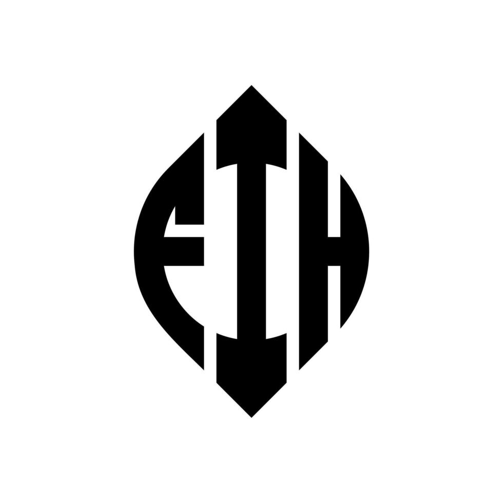 design de logotipo de carta de círculo fih com forma de círculo e elipse. letras de elipse fih com estilo tipográfico. as três iniciais formam um logotipo circular. fih círculo emblema abstrato monograma carta marca vetor. vetor