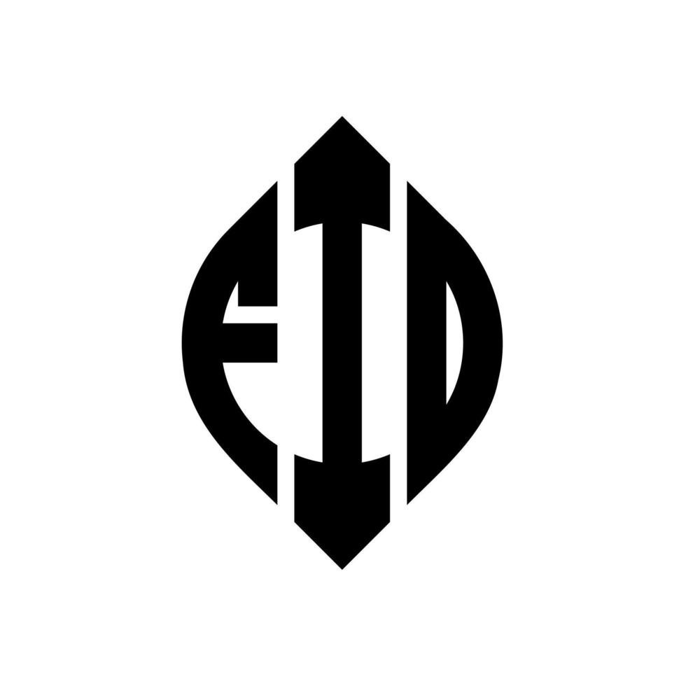 design de logotipo de carta de círculo fid com forma de círculo e elipse. fid letras de elipse com estilo tipográfico. as três iniciais formam um logotipo circular. fid círculo emblema abstrato monograma carta marca vetor. vetor