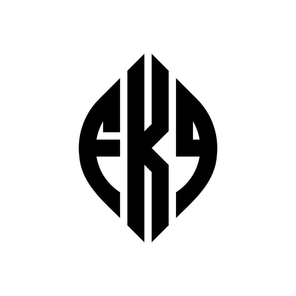 design de logotipo de letra de círculo fkq com forma de círculo e elipse. letras de elipse fkq com estilo tipográfico. as três iniciais formam um logotipo circular. fkq círculo emblema abstrato monograma carta marca vetor. vetor