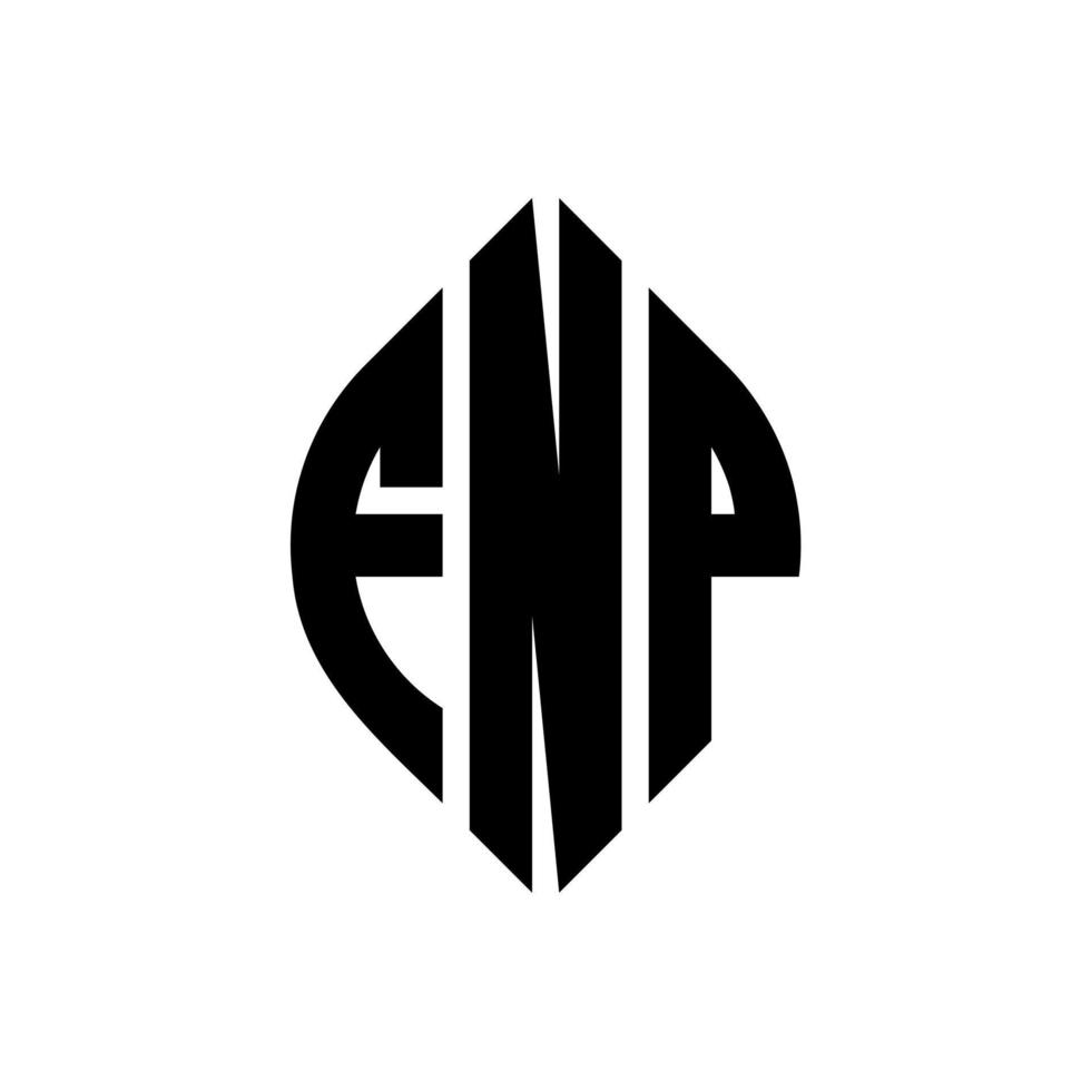 design de logotipo de carta de círculo fnp com forma de círculo e elipse. letras de elipse fnp com estilo tipográfico. as três iniciais formam um logotipo circular. fnp círculo emblema abstrato monograma carta marca vetor. vetor