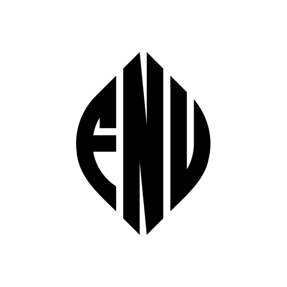 design de logotipo de carta de círculo fnu com forma de círculo e elipse. letras de elipse fnu com estilo tipográfico. as três iniciais formam um logotipo circular. fnu círculo emblema abstrato monograma carta marca vetor. vetor