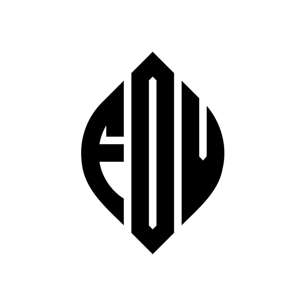 design de logotipo de letra de círculo fov com forma de círculo e elipse. letras de elipse fov com estilo tipográfico. as três iniciais formam um logotipo circular. fov círculo emblema abstrato monograma carta marca vetor. vetor