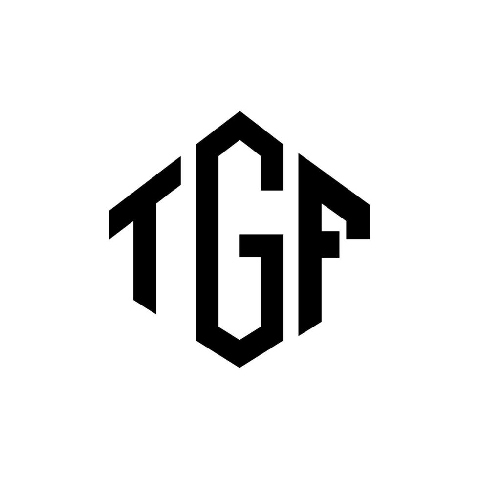 design de logotipo de letra tgf com forma de polígono. tgf polígono e design de logotipo em forma de cubo. modelo de logotipo de vetor hexágono tgf cores brancas e pretas. tgf monograma, logotipo de negócios e imóveis.