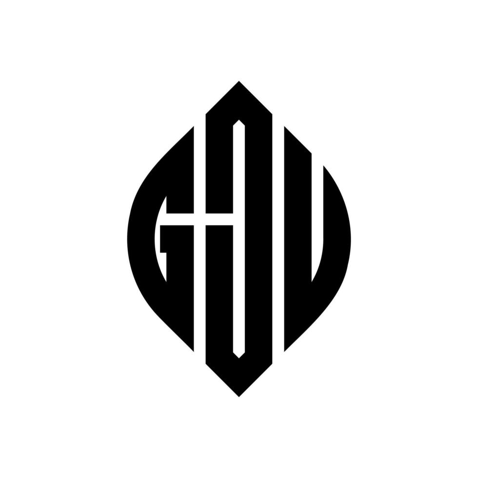 design de logotipo de carta de círculo gju com forma de círculo e elipse. letras de elipse gju com estilo tipográfico. as três iniciais formam um logotipo circular. gju círculo emblema abstrato monograma carta marca vetor. vetor