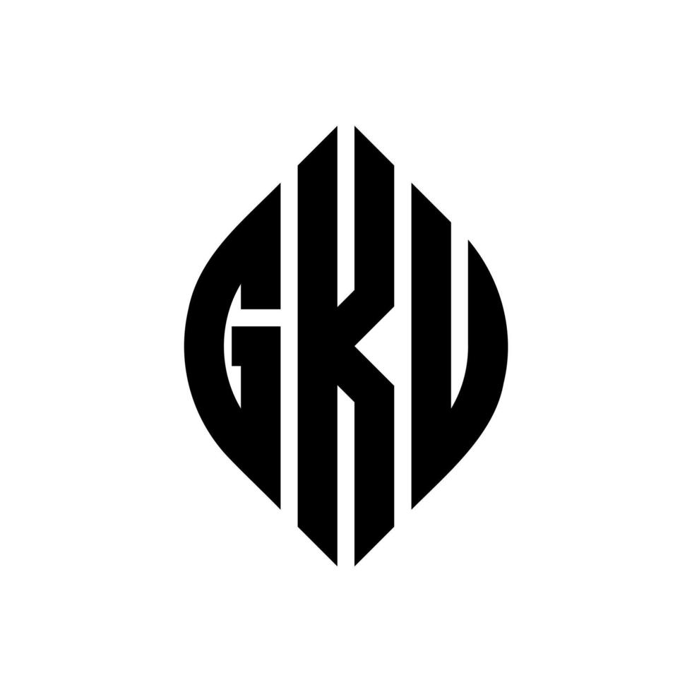 design de logotipo de carta de círculo gku com forma de círculo e elipse. letras de elipse gku com estilo tipográfico. as três iniciais formam um logotipo circular. gku círculo emblema abstrato monograma carta marca vetor. vetor