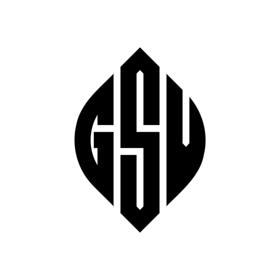 design de logotipo de carta de círculo gsv com forma de círculo e elipse. letras de elipse gsv com estilo tipográfico. as três iniciais formam um logotipo circular. GSV círculo emblema abstrato monograma carta marca vetor. vetor