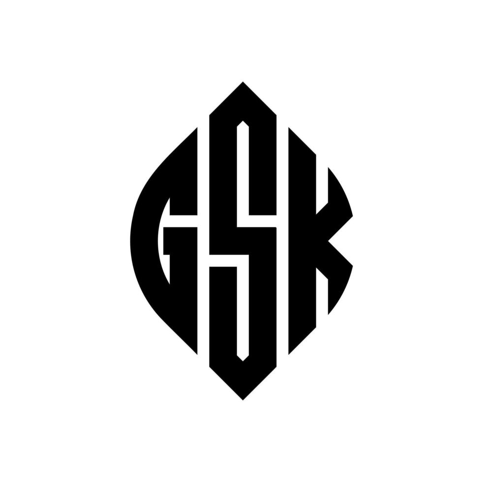 design de logotipo de carta de círculo gsk com forma de círculo e elipse. letras de elipse gsk com estilo tipográfico. as três iniciais formam um logotipo circular. Gsk círculo emblema abstrato monograma carta marca vetor. vetor