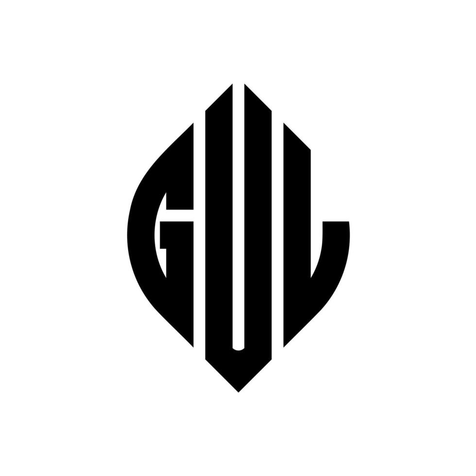 design de logotipo de letra de círculo gul com forma de círculo e elipse. letras de elipse gul com estilo tipográfico. as três iniciais formam um logotipo circular. gul círculo emblema abstrato monograma letra marca vetor. vetor