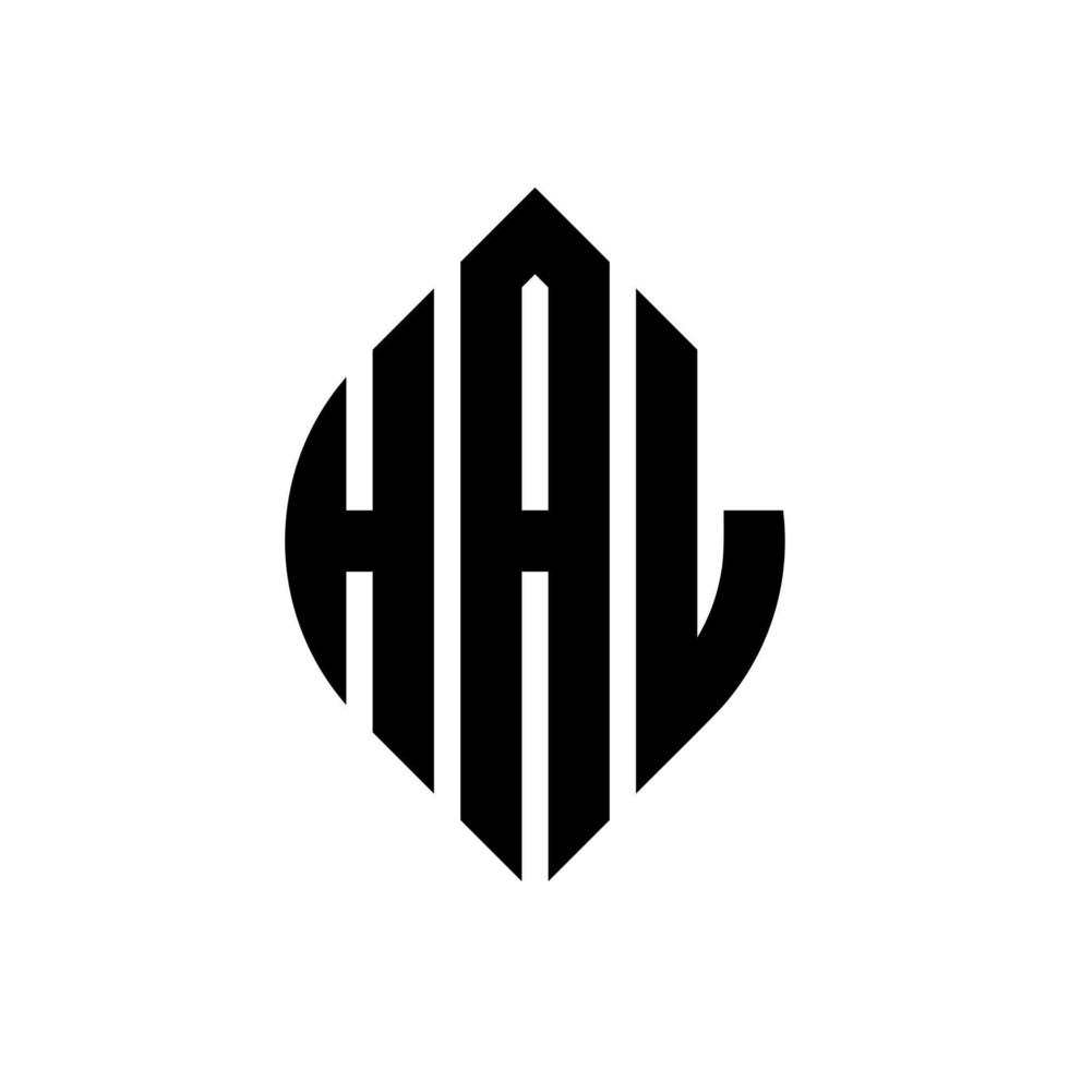 design de logotipo de letra de círculo hal com forma de círculo e elipse. letras de elipse hal com estilo tipográfico. as três iniciais formam um logotipo circular. hal círculo emblema abstrato monograma carta marca vetor. vetor