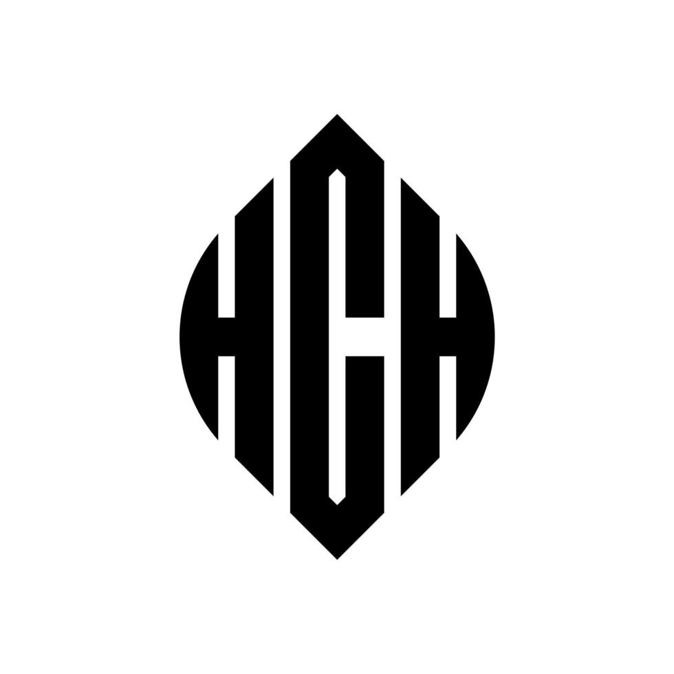 design de logotipo de letra de círculo hch com forma de círculo e elipse. letras de elipse hch com estilo tipográfico. as três iniciais formam um logotipo circular. hch círculo emblema abstrato monograma carta marca vetor. vetor