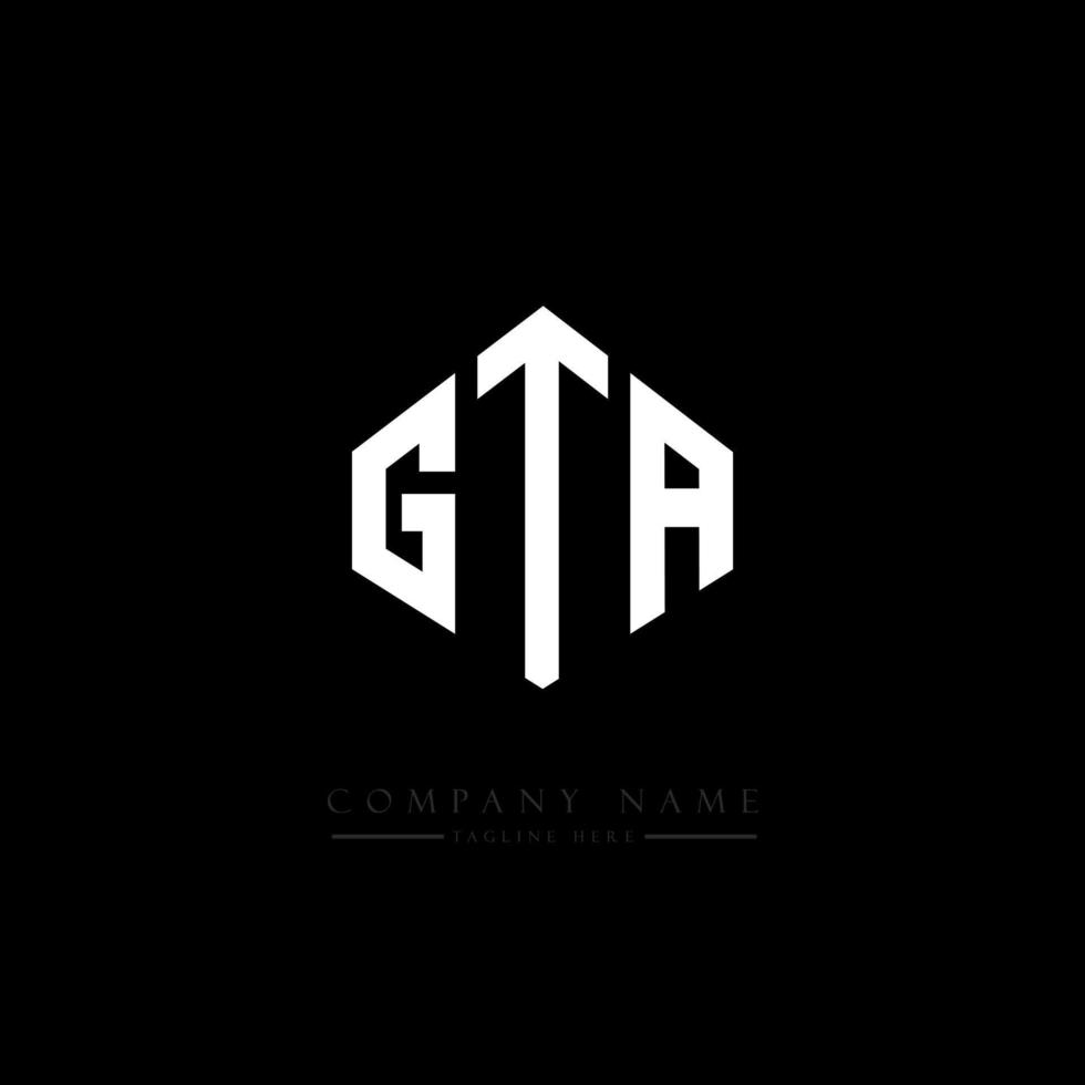 design de logotipo de carta gta com forma de polígono. gta polígono e design de logotipo em forma de cubo. modelo de logotipo de vetor gta hexágono cores brancas e pretas. gta monograma, logotipo de negócios e imóveis.