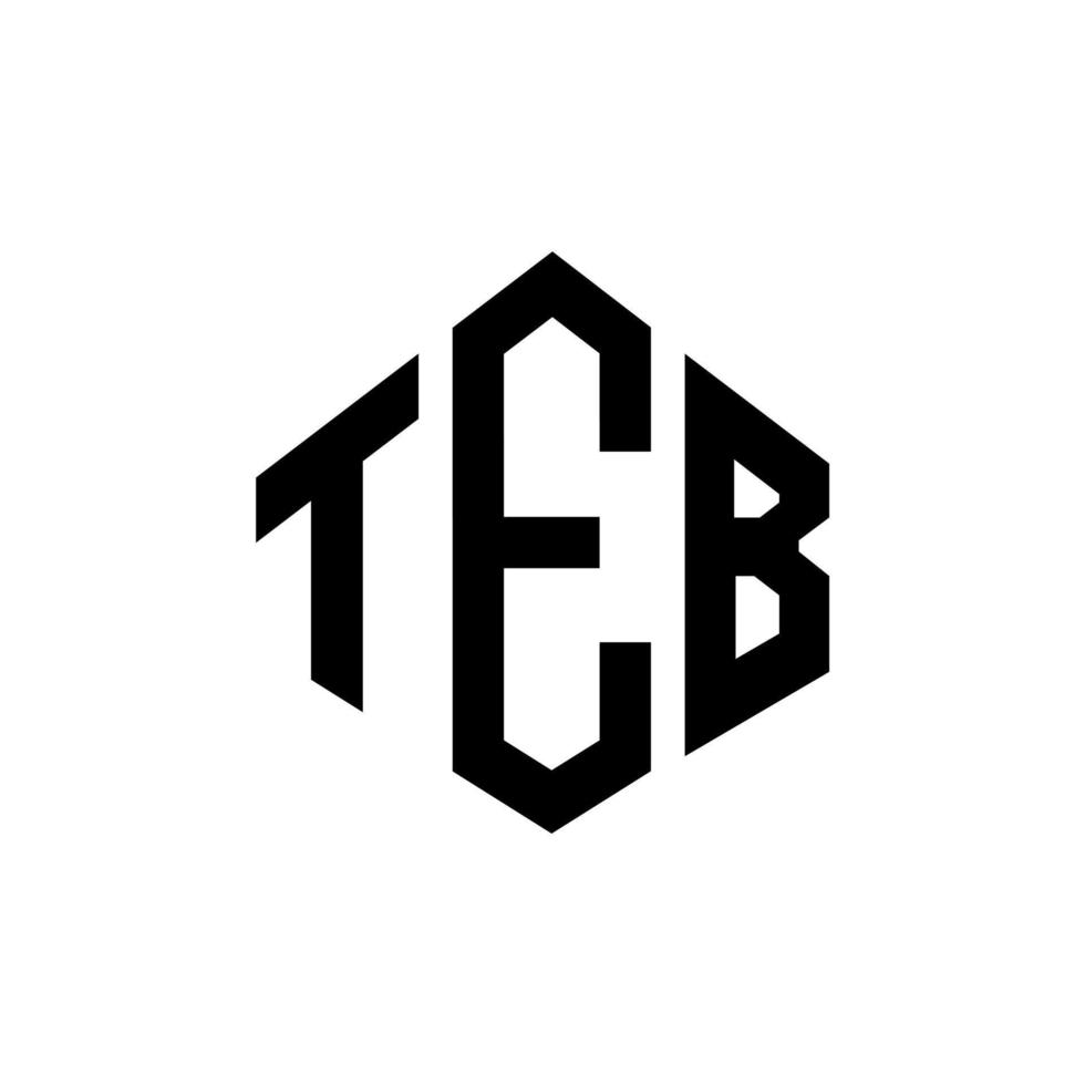 design de logotipo de carta teb com forma de polígono. teb polígono e design de logotipo em forma de cubo. modelo de logotipo de vetor hexágono teb cores brancas e pretas. monograma teb, logotipo de negócios e imóveis.