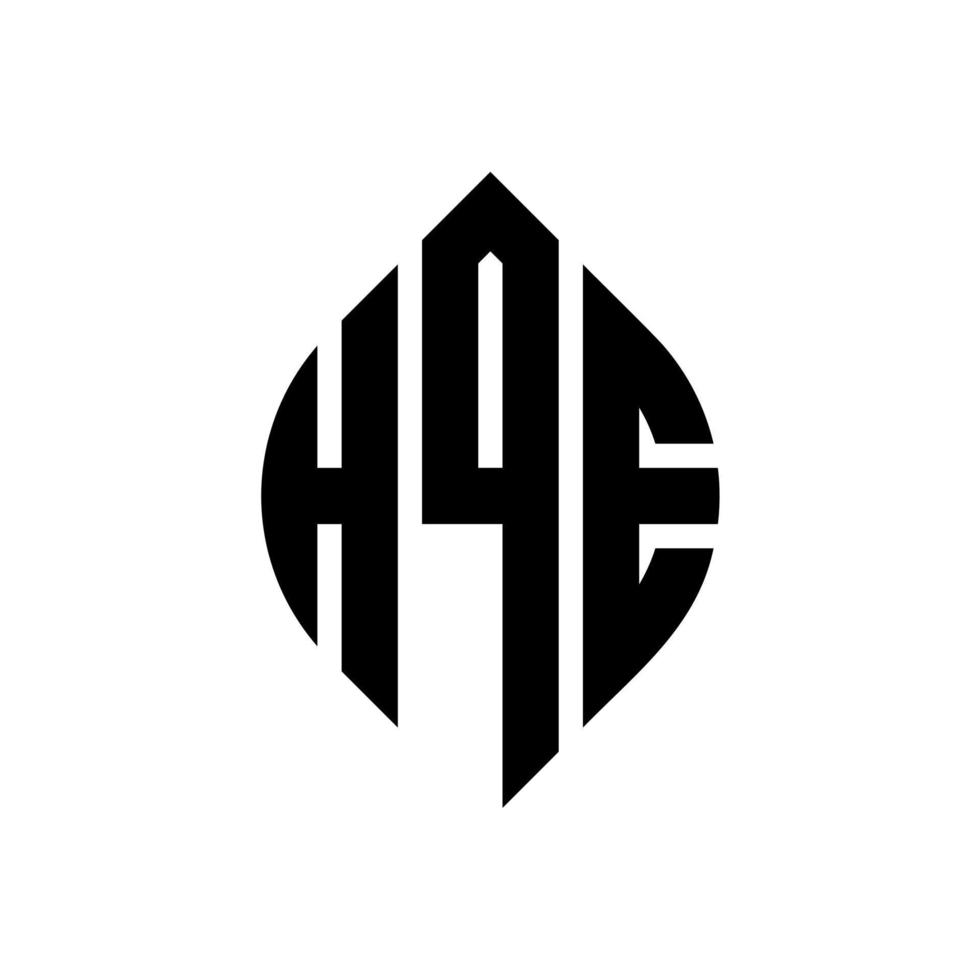 design de logotipo de letra de círculo hqe com forma de círculo e elipse. letras de elipse hqe com estilo tipográfico. as três iniciais formam um logotipo circular. hqe círculo emblema abstrato monograma carta marca vetor. vetor