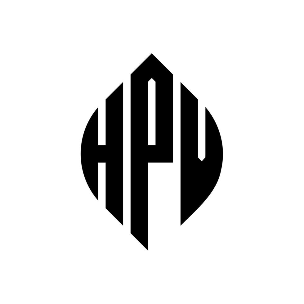 design de logotipo de carta de círculo hpv com forma de círculo e elipse. letras de elipse hpv com estilo tipográfico. as três iniciais formam um logotipo circular. hpv círculo emblema abstrato monograma carta marca vetor. vetor