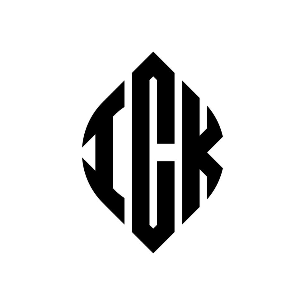 ick design de logotipo de carta de círculo com forma de círculo e elipse. ick letras de elipse com estilo tipográfico. as três iniciais formam um logotipo circular. ick círculo emblema abstrato monograma carta marca vetor. vetor