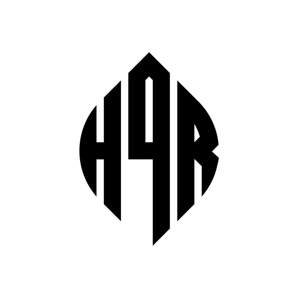 design de logotipo de letra de círculo hqr com forma de círculo e elipse. letras de elipse hqr com estilo tipográfico. as três iniciais formam um logotipo circular. hqr círculo emblema abstrato monograma carta marca vetor. vetor