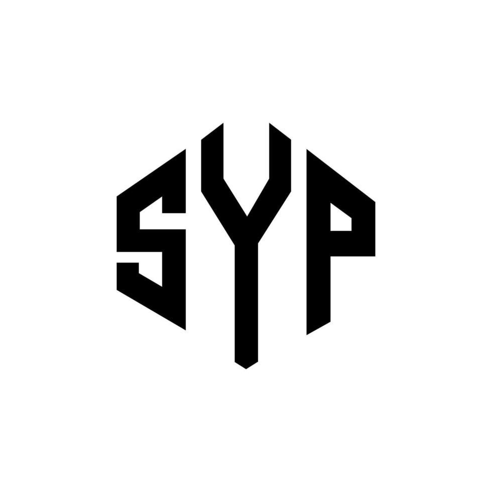 design de logotipo de carta syp com forma de polígono. syp polígono e design de logotipo em forma de cubo. syp hexágono modelo de logotipo de vetor cores brancas e pretas. syp monograma, logotipo de negócios e imóveis.