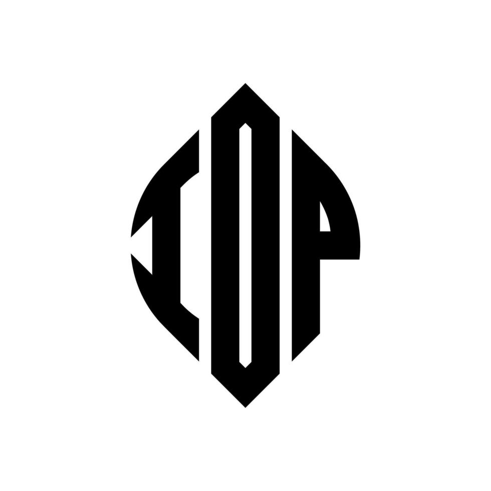 design de logotipo de letra de círculo idp com forma de círculo e elipse. letras de elipse idp com estilo tipográfico. as três iniciais formam um logotipo circular. idp círculo emblema abstrato monograma carta marca vetor. vetor