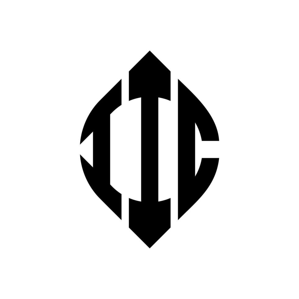 design de logotipo de carta de círculo iic com forma de círculo e elipse. letras de elipse iic com estilo tipográfico. as três iniciais formam um logotipo circular. iic círculo emblema abstrato monograma carta marca vetor. vetor