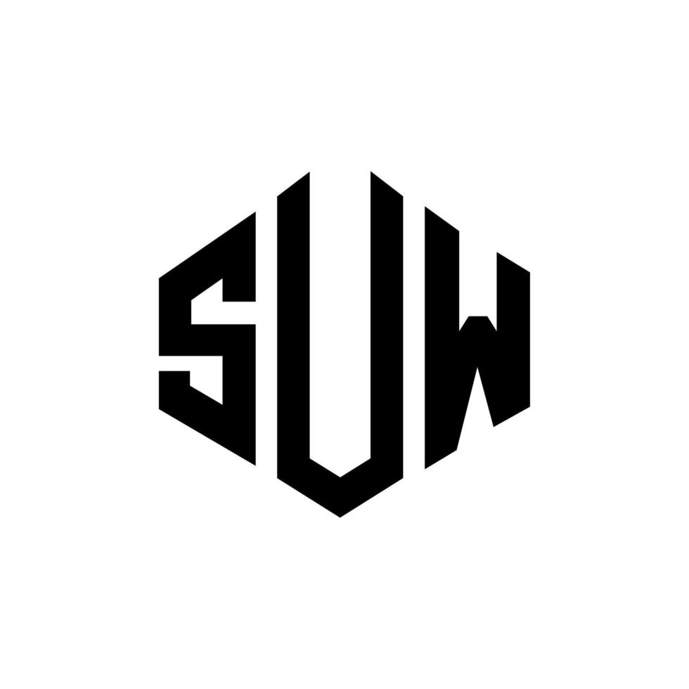 suw carta logotipo design com forma de polígono. suw design de logotipo em forma de polígono e cubo. suw modelo de logotipo de vetor hexágono cores brancas e pretas. suw monograma, logotipo de negócios e imóveis.