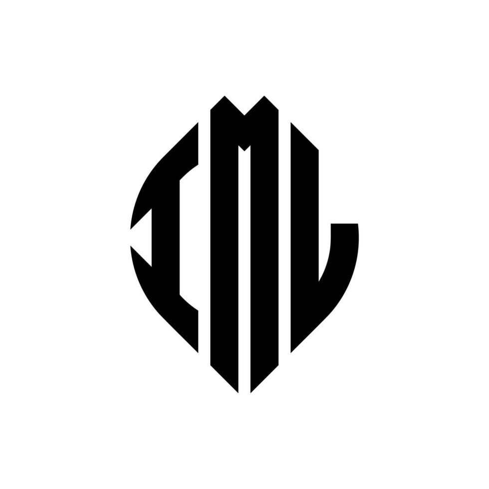 design de logotipo de carta de círculo iml com forma de círculo e elipse. letras de elipse iml com estilo tipográfico. as três iniciais formam um logotipo circular. iml círculo emblema abstrato monograma carta marca vetor. vetor